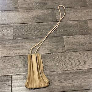 OAK + FORT Beige Faux Leather Crossbody Pleated Bag